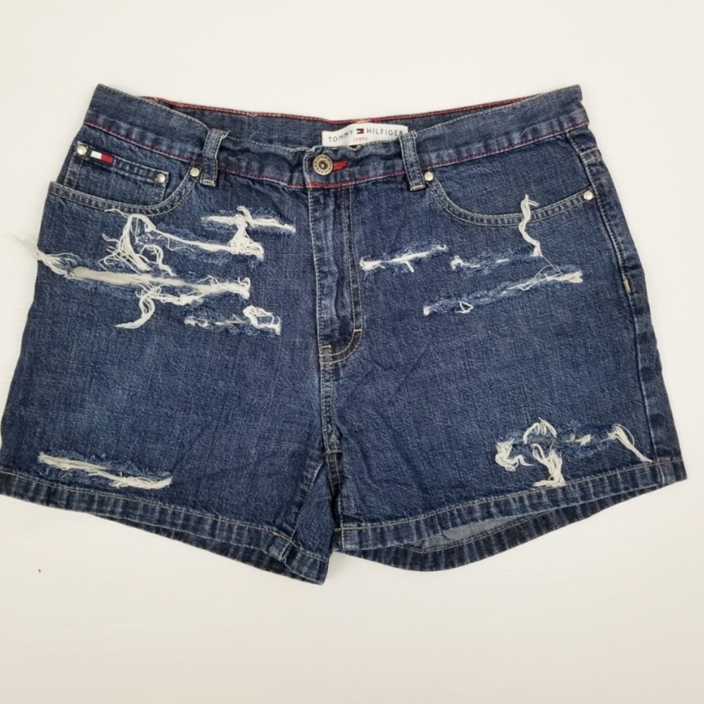 distressed jean shorts